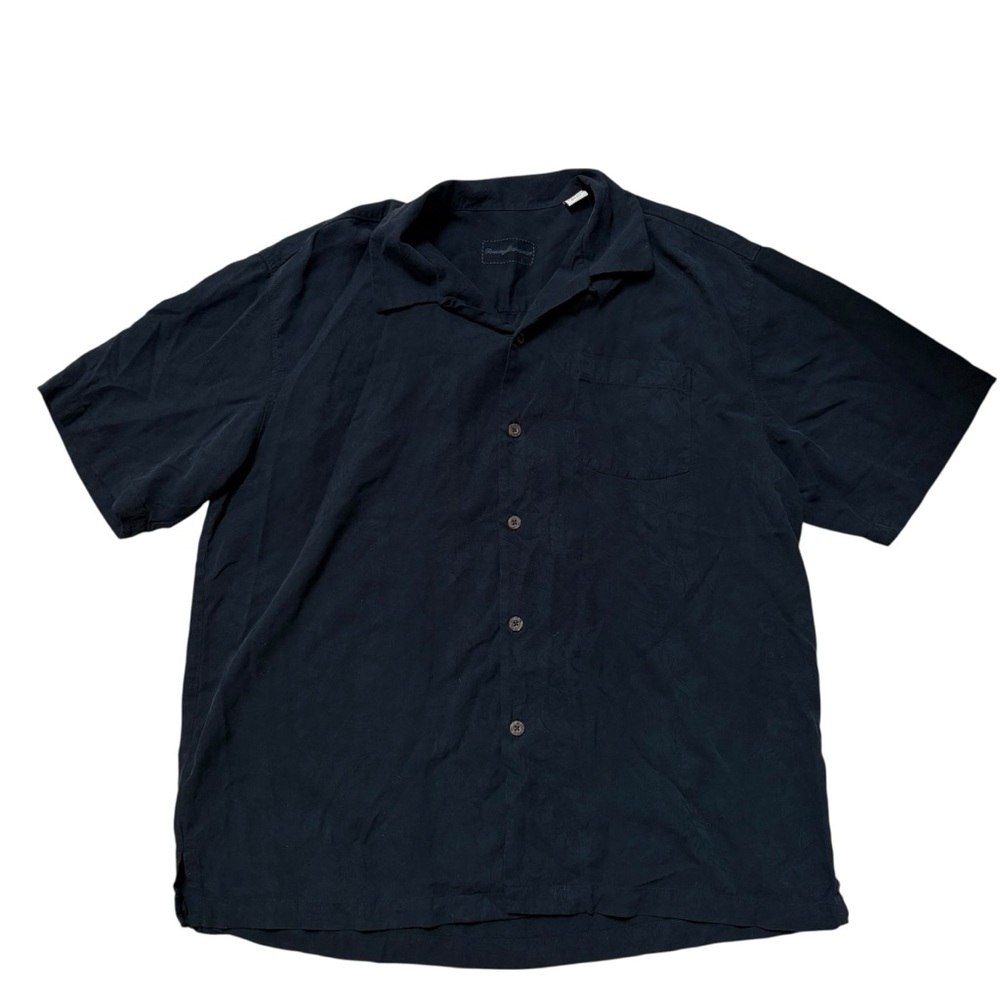 Tommy Bahama Short Sleeve Button Up Shirt Black Silk Size XL